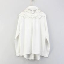 USA VINTAGE LACE DESIGN LONG SLEEVE BLOUSE MADE IN KOREA/アメリカ古着レースデザイン長袖ブラウス_画像5