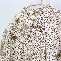 RETRO VINTAGE LEOPARD PATTERNED WAIST RIBBON DESIGN LONG SLEEVE ONE PIECE/レトロ古着ヒョウ柄ウエストリボンデザイン長袖ワンピース_画像6