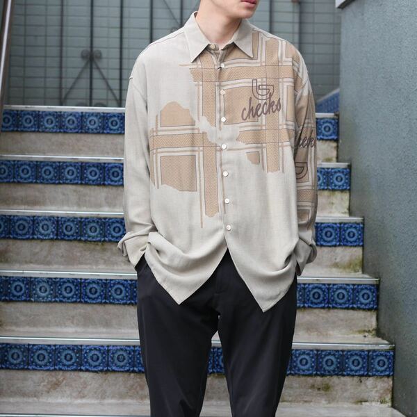 RETRO VINTAGE DESIGN BIG SHIRT MADE IN ITALY/レトロ古着デザインビッグシャツ