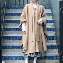 EU VINTAGE STOLE DESIGN WOOL OVER PONCHO COAT/ヨーロッパ古着ストールデザインウールオーバーポンチョコート_画像1