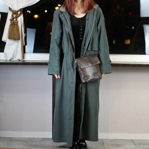 EU VINTAGE FOODED FAKE SUEDE LONG COAT WITH LINER/ヨーロッパ古着ライナー付フェイクスウェードフーデッドコート