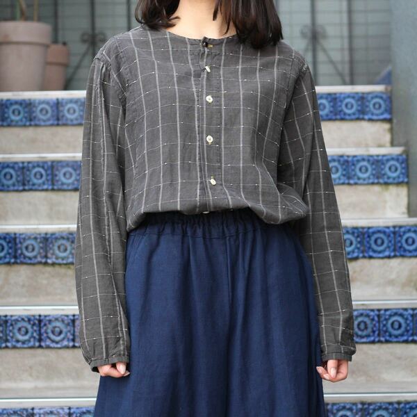 JAPANESE WAFUKU REMAKE CHECK PATTERNED SHIRT/和服リメイクチェック柄シャツ