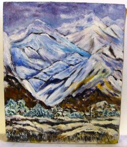 Art hand Auction キャンバス マエダヨシアキ ｢大江山 雪景色｣ F8 【K80】, 絵画, 油彩, 自然, 風景画