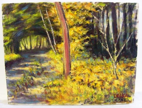 Masataka Chikamori의 캔버스 가루이자와의 가을 F6 [K55], 그림, 오일 페인팅, 자연, 풍경화