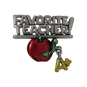 JONETTE JEWELRY ビンテージ ブローチ りんご 芋虫 ピンバッジ ピンバッチ アクセサリー FAVORITE TEACHER