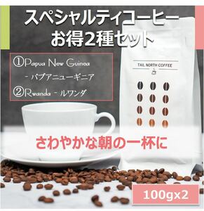 【コーヒー豆2種セット】さわやかな酸味とカラメルの甘さ　スペシャルティコーヒー100gx2