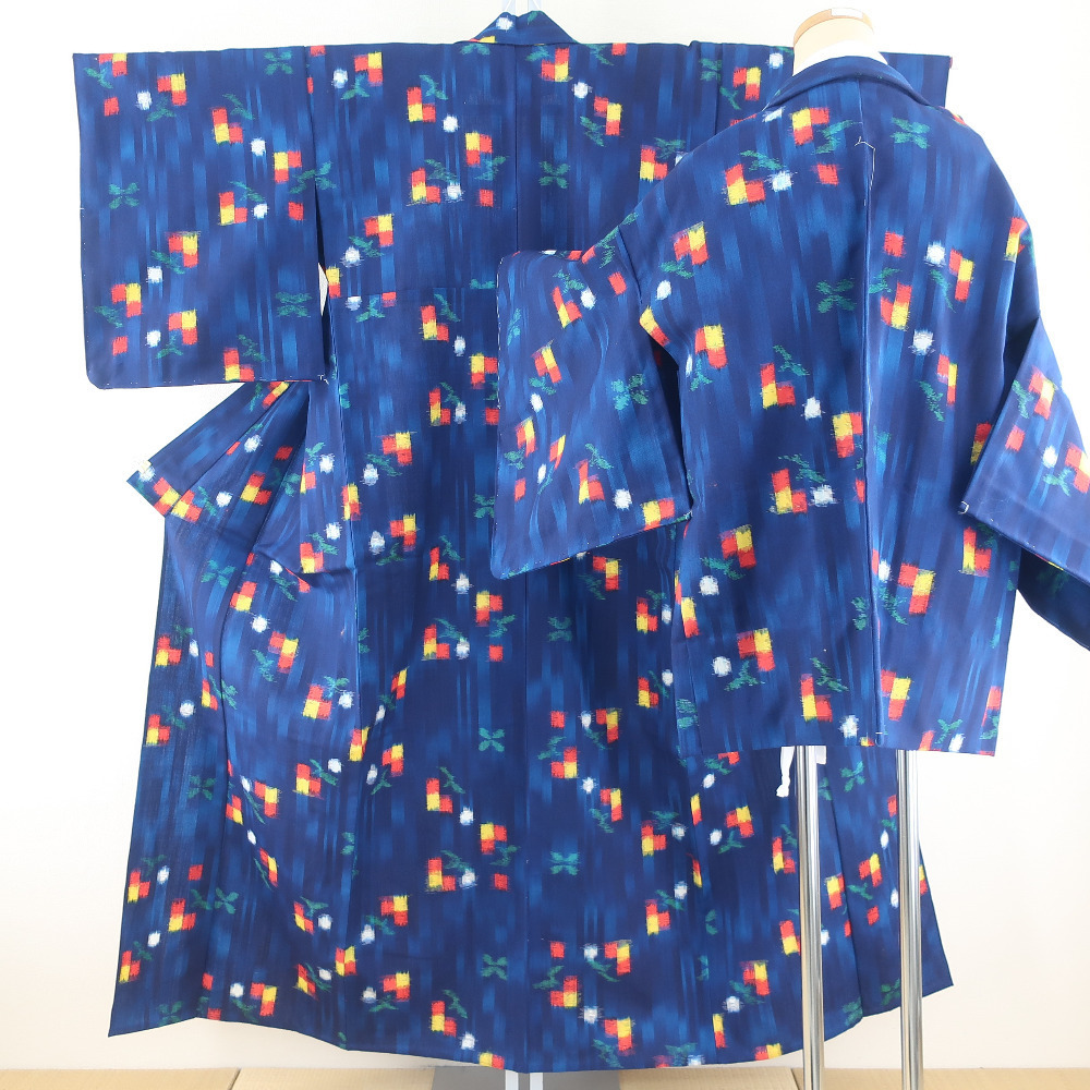 正式的 濃紺地 ウールの着物・羽織アンサンブル １５０サイズ kk430 13 