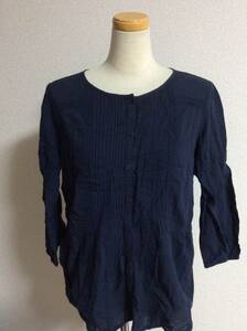 ALPHA CUBIC navy no color blouse M size 