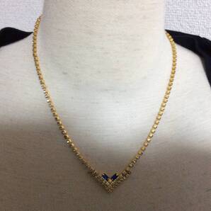 ゴールドラインストーン Vネックレス