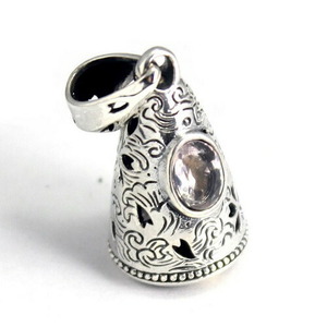 orientalvibrationsolientaru vibration silver 925 rose quartz peace pattern Sakura bell pendant top pen head 