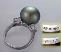 ☆TASAKI-Pt900製ピーコックグリーン真珠の6.5号リング/IP-5773_画像6