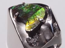 ☆/美しいアンモライト3.38ct+ダイアのk18WG製14号リング・14.8g/IP-5619_画像5