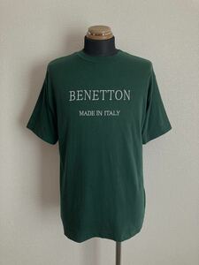 [Benetton] T -Frish Onemic M Alphabetic Embroidery Green 90S Vintage Venetone, сделанный в Италии