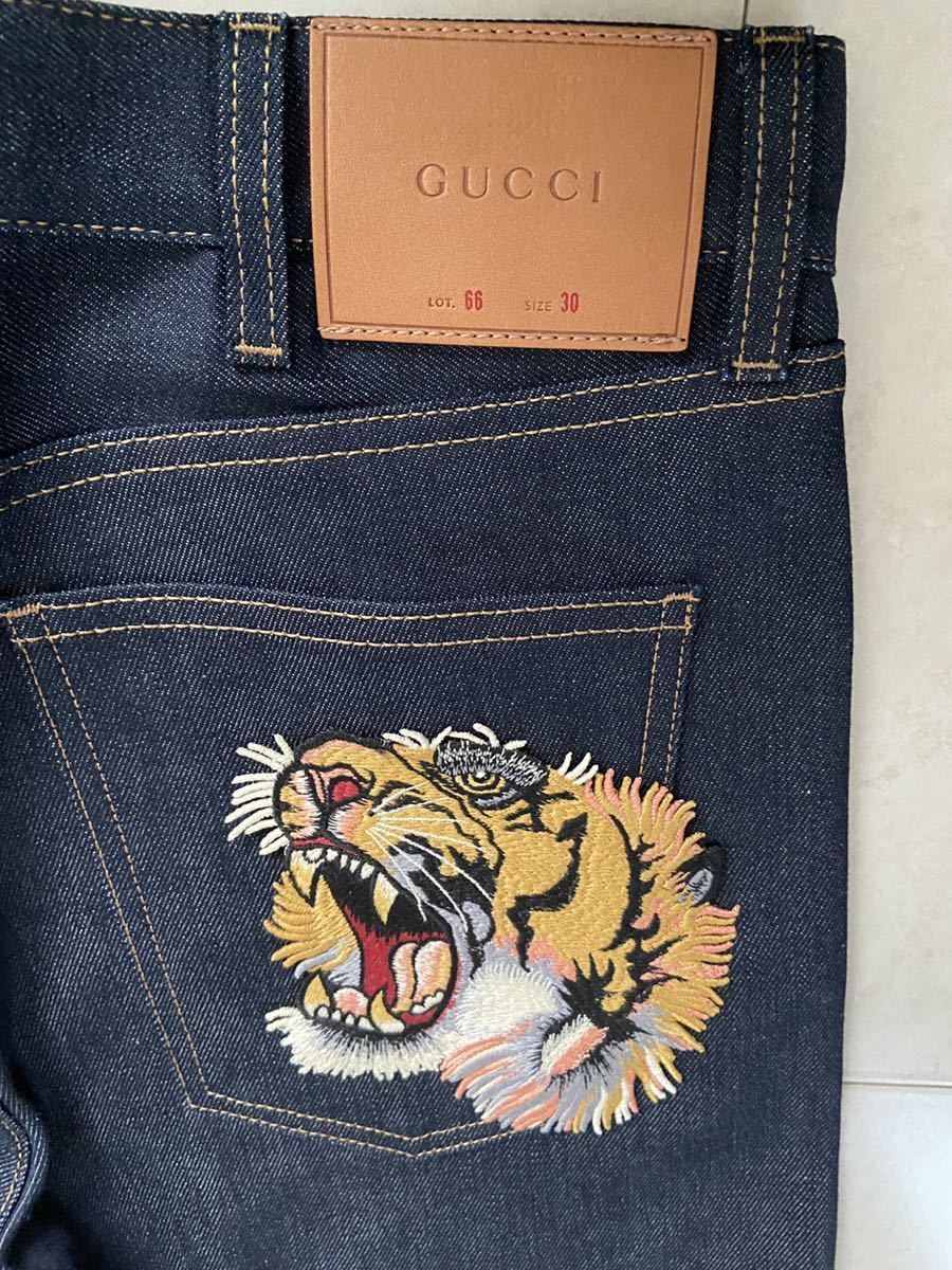 GUCCI タイガー 刺繍 デニム ジーンズ23 グッチ 虎 寅 ミケーレ 即日