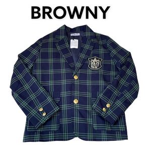 BROWNY ブラウニー ワッペン テーラードジャケット チェック柄 サイズF