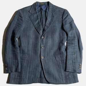 ITALY製! RRL インディゴ リネン HBT LINEN JACKET ジャケット イタリア POLO Ralph Lauren ダブルアールエル ポロラルフローレン 藍染 着