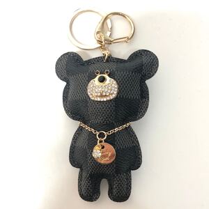 新品 キラキラ クマ クマさん キーホルダー チャーム キーリング ブラック 黒 くまちゃん 可愛い おしゃれ