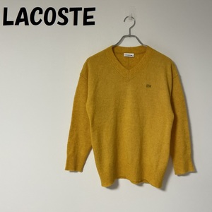 【人気】LACOSTE/ラコステ ワンポイントワニ刺繍入り Vネックセーター ブライトイエロー サイズ36/A3989 