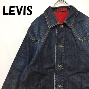 【人気】LEVIS/リーバイス ジャンパー デニム素材 裏起毛 コットン100％ ネイビー サイズM/S3576