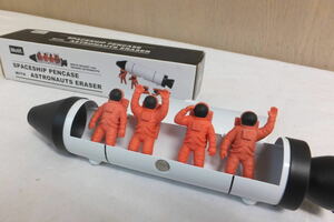 ★保管品★motif. モチーフ SPACESHIP PENCASE WITH ASTRONAUTS ERASER 宇宙船 ペンケース 宇宙飛行士 消しゴム セット