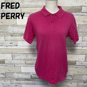 【人気】FRED PERRY/フレッドペリー ワンポイントロゴマーク刺繍入り 半袖ポロシャツ ピンク サイズ38 レディース/A3971