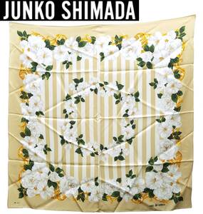 送料250円~新品ジュンコ シマダ カメリア大判スカーフJUNKO SHIMADAシルクスカーフ白椿シルクツイルCarreスクエア花柄レディースJS島田順子