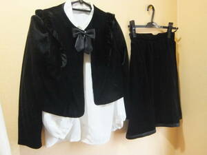 150 160cm leather n fan LES ENFANTS other suit setup jacket blouse skirt 3 point set girl presentation me12202