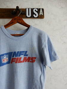 状態良好！８０ｓトリコ染み込みチャンピオン霜降りブルービンテージＴシャツＮＦＬＵＳＡ製アメリカ米国８０年代８８ハチハチヴィンテージ