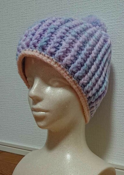 ハンドメイド 手編み帽子 ニット帽