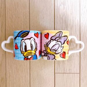 ディズニー ドナルド デイジー マグカップ ペア セット カップ 食器 公式 青 黄色 ブルー イエロー キッズ