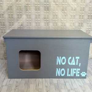 《受注生産C21》蓋付き キャットハウス ハンドメイド リメイク 野良猫 保護猫 猫カフェ 寝床 餌場 トイレ 家猫