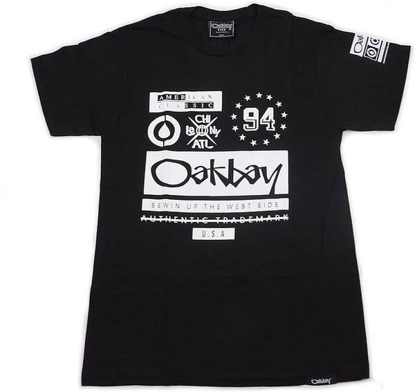 Oakbay Fits オークベイ Allover Print Logo 半袖 Tシャツ (ブラック) (S) [並行輸入品]