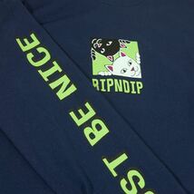 ◆RIPNDIP Besties ロングスリーブTシャツ/ネイビー　Mサイズ　　/リップンディップ/ロンT ロングTシャツ 袖プリント　猫_画像4