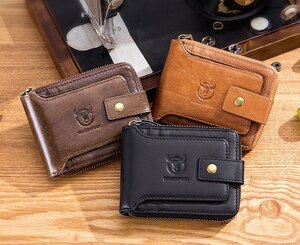 二つ折り財布 財布 メンズ二つ折 さいふ メンズ財布 本革 牛革 レザー スキミング防止 コンパクト 小銭入れ カード 送料無料 97