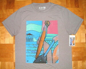 新品 USA製 R-H-M CALIFORNIA Sweep!! Los Angels スウィープ ビンテージ加工 グラフィック 半袖 Tシャツ (Sサイズ/グレー) サーフィン