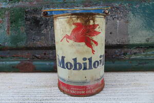 Mobiloil オイル缶 モービルオイル ペガサス GREASE ヴィンテージ アメリカ 店舗 ガレージ ジャンク（967）