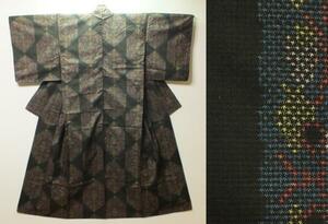 大島紬の女性用袷広襟着物WK0919L6r※