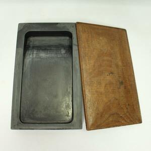 書家の古硯　時代桑製蓋付すずり　0705N12r