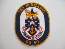 【送料無料】アメリカ海軍『NORMANDY CG 60』ノーマンディーUSSパッチ刺繍ワッペン/NAVY米軍USNミサイル巡洋艦ノルマンディー上陸作戦 M16_画像1