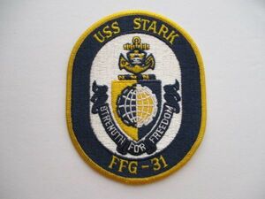 【送料無料】アメリカ海軍『STARK FFG-31』スタークUSSパッチ刺繍ワッペン/NAVY米軍ミリタリーUSNミサイルフリゲート M16