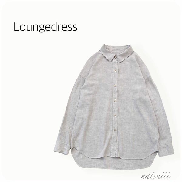 Loungedress ラウンジドレス . 金ボタン ドロップショルダー レーヨン シャツ ブラウス 送料無料