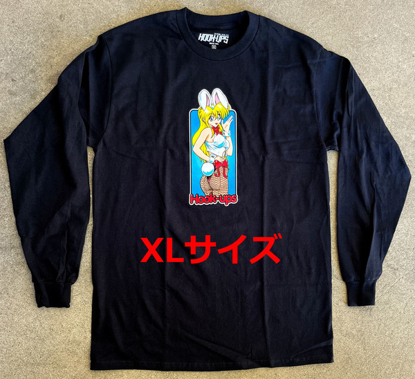 送料無料 新品 XL Bunny Girl LONG SLEEVE t-shirt BLACK黒 Hook-Up ジェルミクラインindustries バニーガール長袖ロンTシャツ