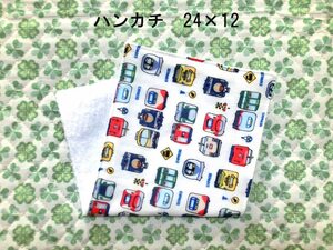 ★49★電車★大きめハーフハンカチ★24×12㎝★ダブルガーゼタオル★handmade★