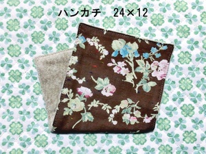 ★469★YUWAネップフラワー★大きめハーフハンカチ★24×12㎝★ダブルガーゼタオル★handmade★