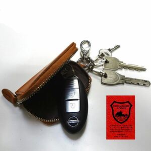  made in Japan Tochigi leather handmade great popularity smart key case H0218QG key holder hand. flat size round fastener original leather cow leather 