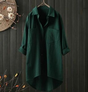 [ including in a package 1 ten thousand jpy free shipping ][S~3XL size ] is possible to choose /M size spring casual * dressing up * plain * easy large size * shirt blouse * tunic green 