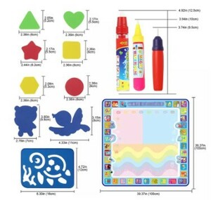 【Type A 100x100cm】子供のための魔法の水描画マット魔法のペンで着色された落書きマットモンテッソーリ教育玩具
