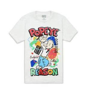 新品 REASON ポパイコラボTシャツ 半袖Tee ホワイト 1点のみ 大きいサイズ メンズXXL ホワイト ビッグサイズ送料無料セールオススメ限定1点