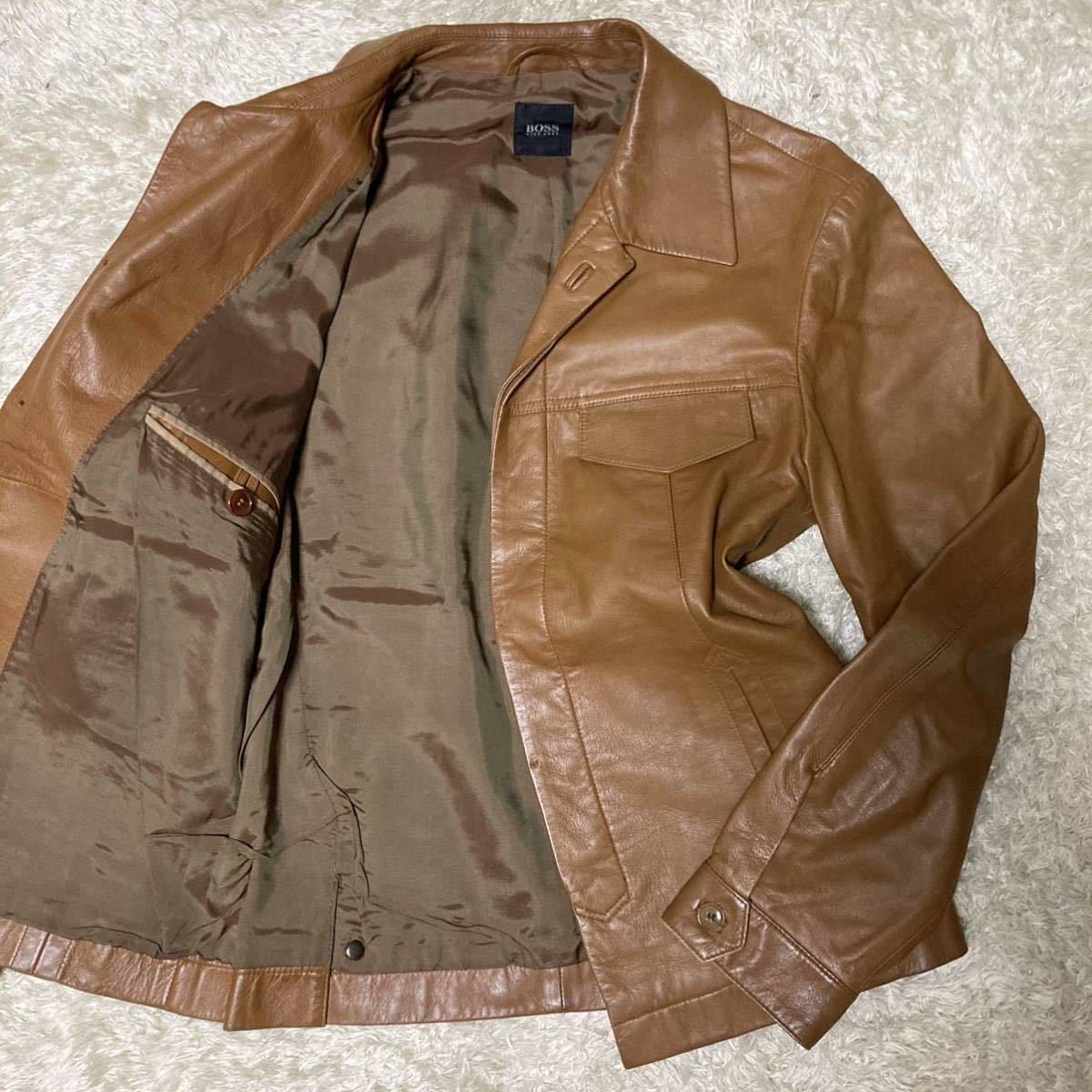逆輸入 超美品!!HUGO BOSS ラムレザー レザー ブルゾン ボア ヒューゴ ...