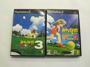 PS2 21-223 ソニー sony プレイステーション2 PS2 プレステ2 みんなのゴルフ 3 テニス セット みんゴル シリーズ ゲーム ソフト 使用感あり